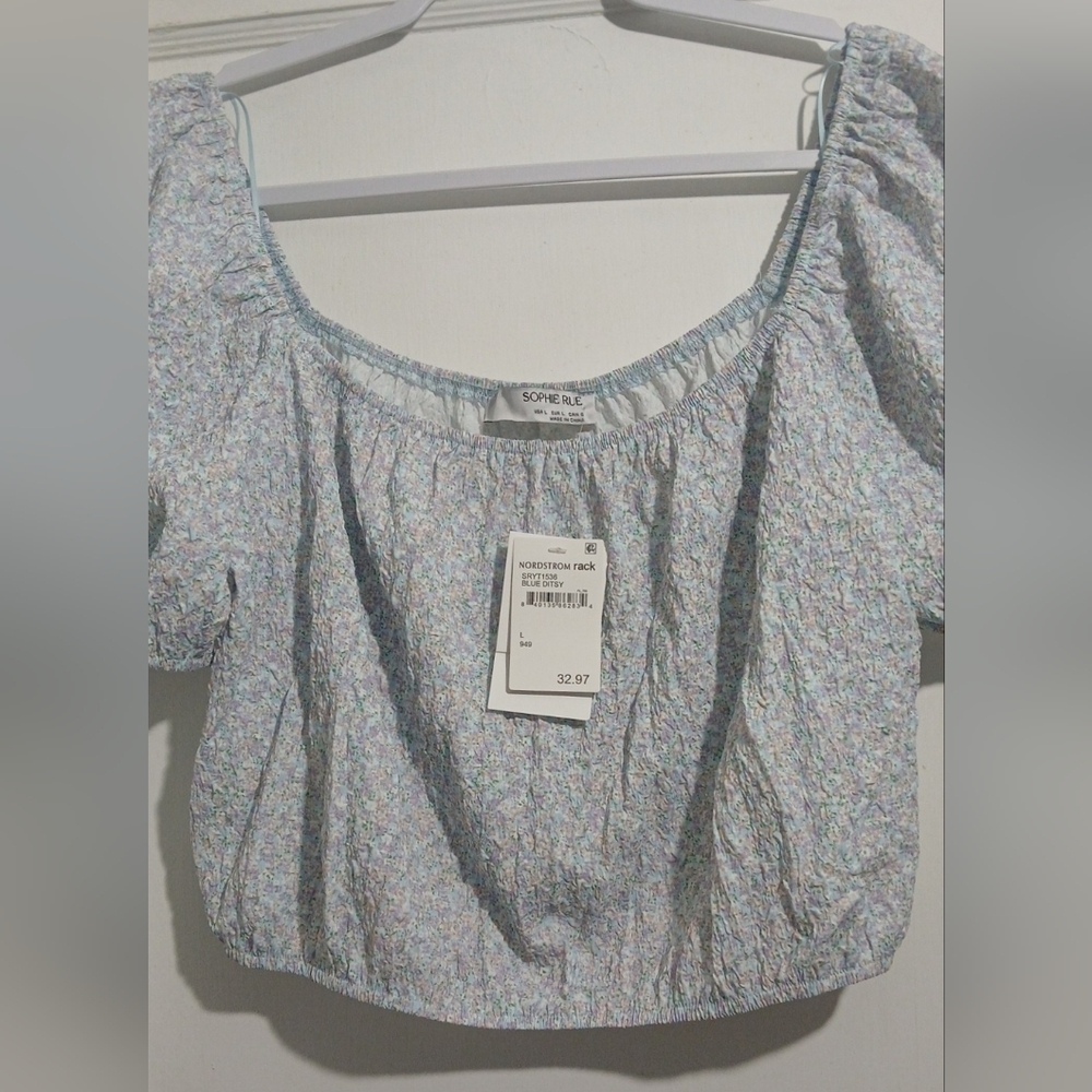 Sophie Rue Blue Lavender Floral Blouse NWT